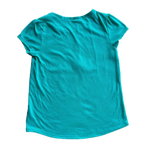 SO Girl's Green Heart & Dog Print Crew Neck Short Sleeve Pullover Tee L (12) - Picture 4 of 5